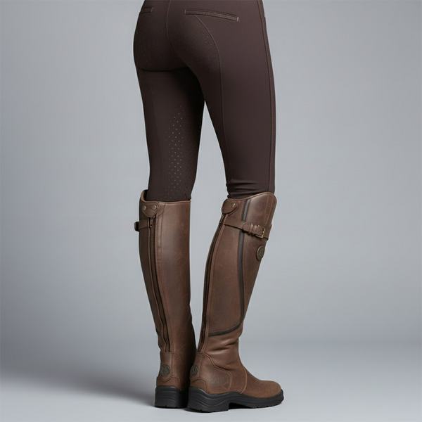Women's Leather Riding Boots - Supportive Comfort Knee-High Outdoor Boots