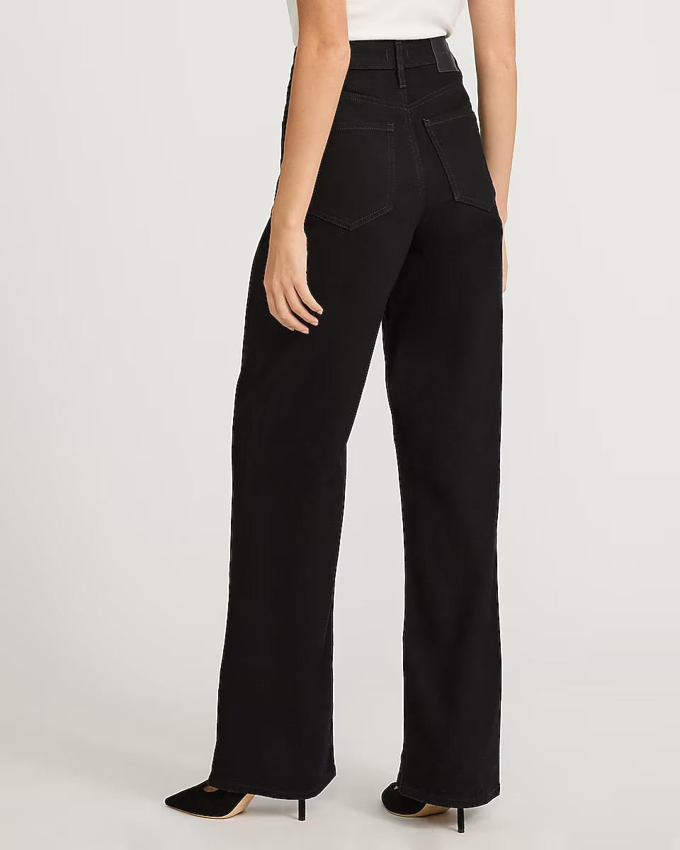 High Waisted Black Relaxed Straight Jeans