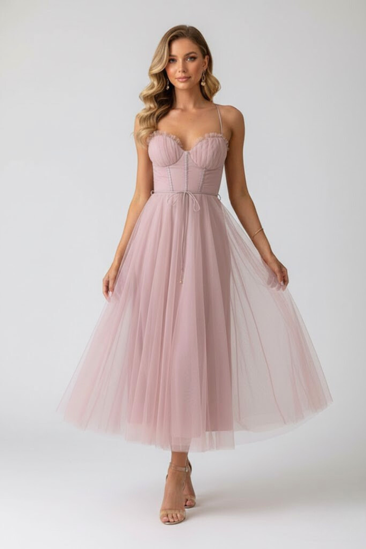 Women's Tulle Dress with Sweetheart Neckline