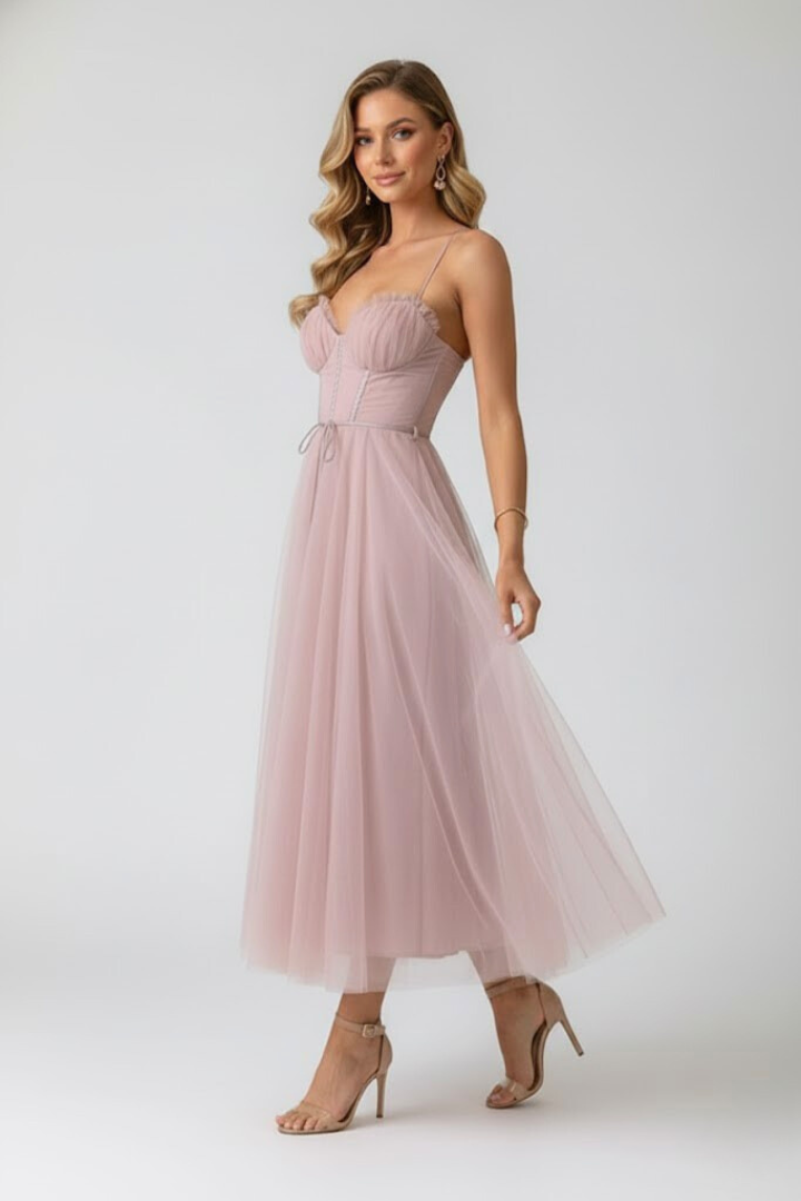 Women's Tulle Dress with Sweetheart Neckline