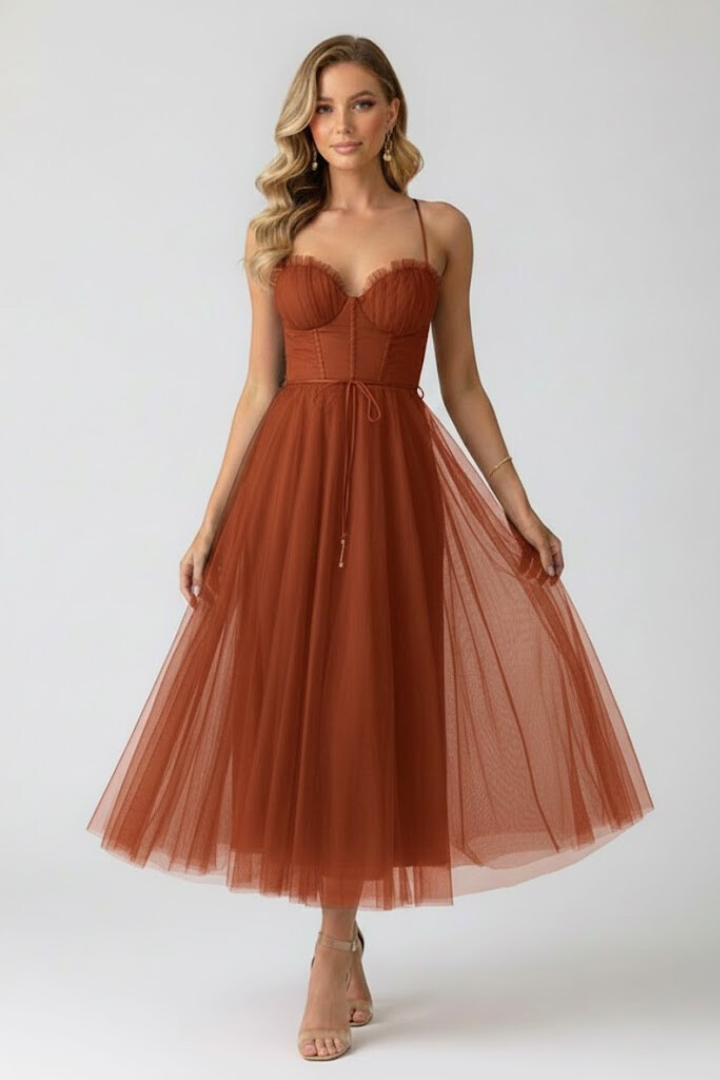 Women's Tulle Dress with Sweetheart Neckline