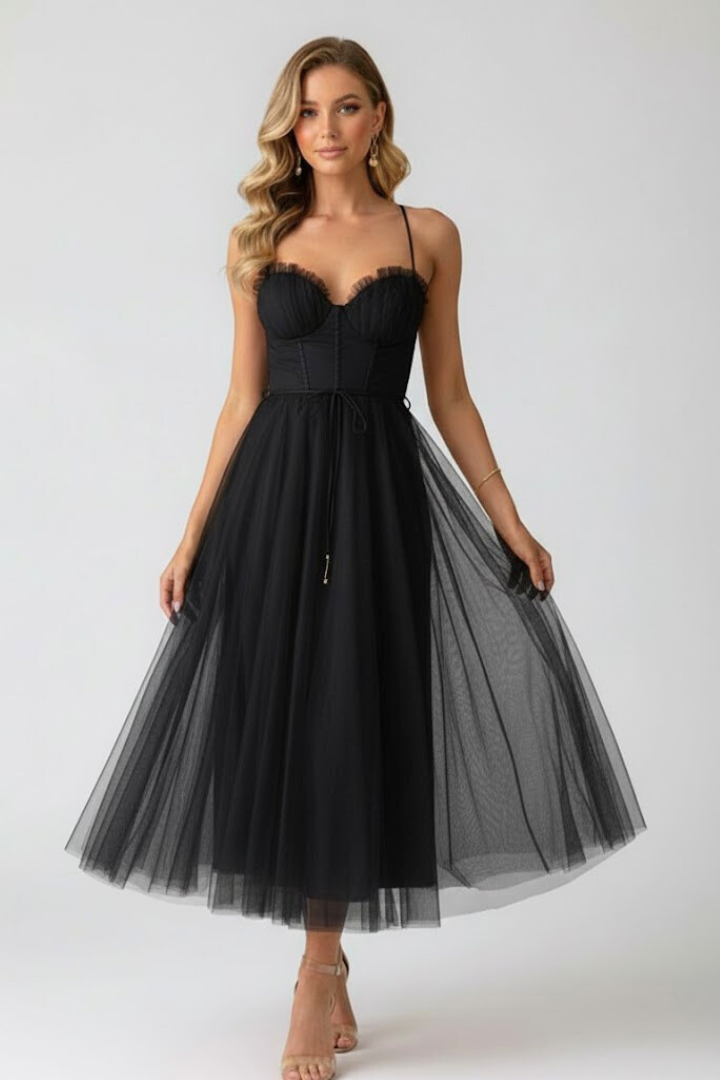 Women's Tulle Dress with Sweetheart Neckline