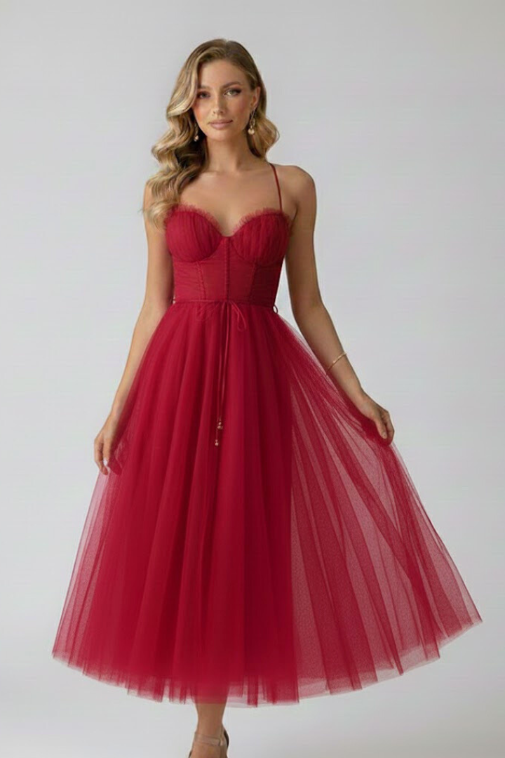 Women's Tulle Dress with Sweetheart Neckline