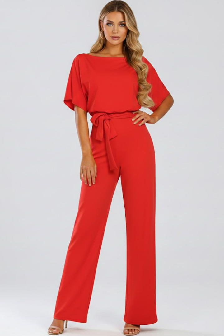 Women's Wide-Leg Jumpsuit with Belt