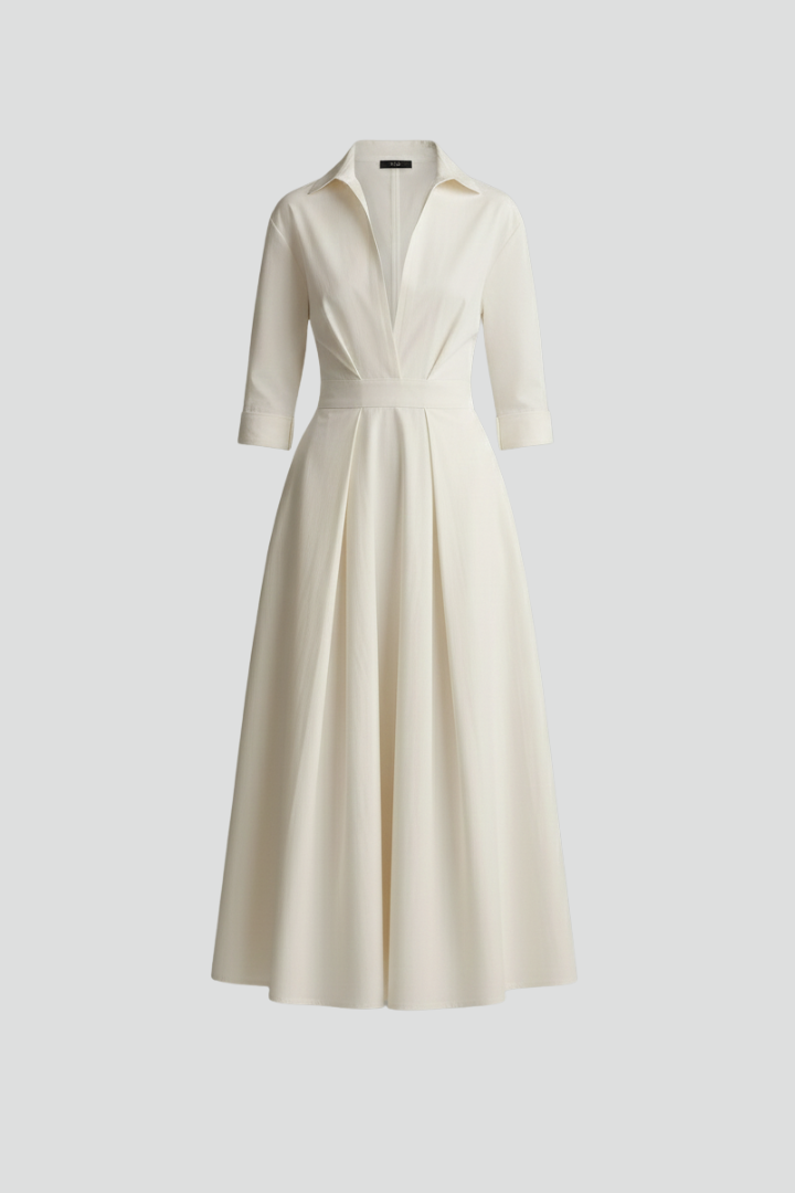 Women's Midi Dress with Defined Waist