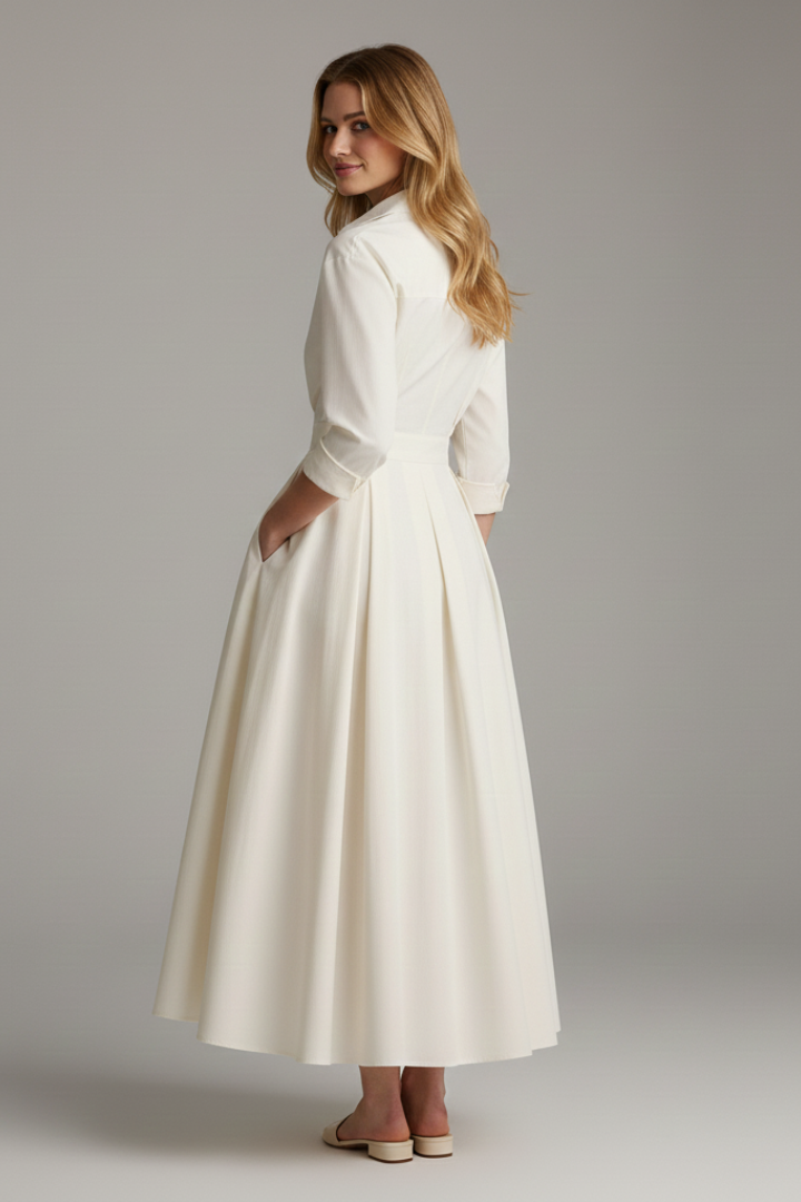 Women's Midi Dress with Defined Waist