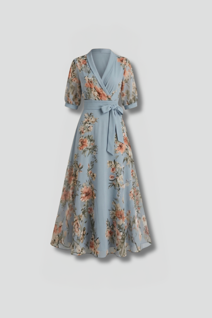 Women's Floral V-Neck Midi Dress