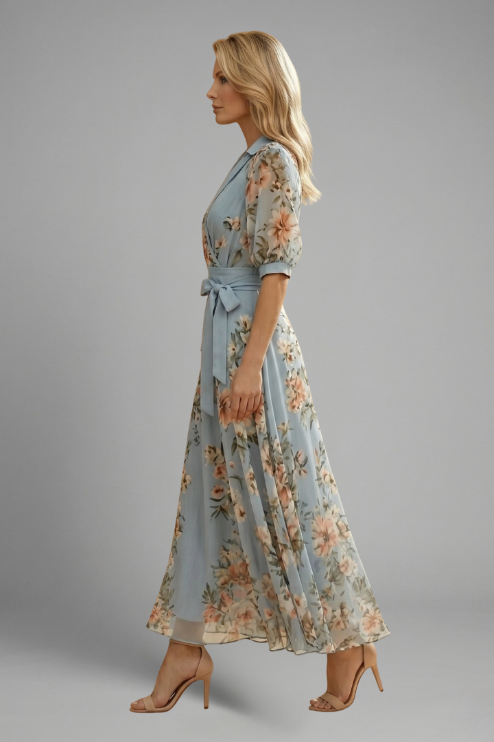 Women's Floral V-Neck Midi Dress