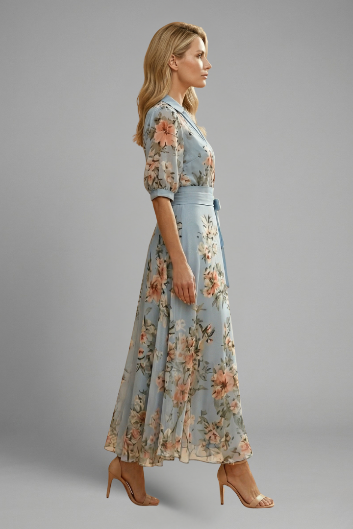 Women's Floral V-Neck Midi Dress