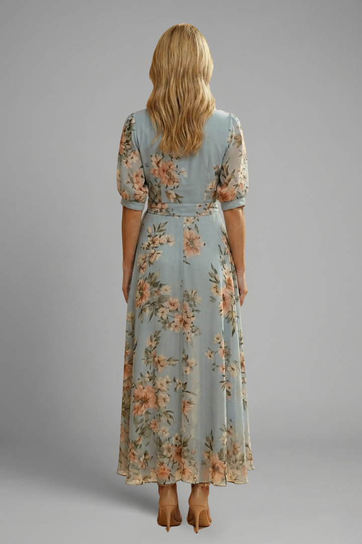 Women's Floral V-Neck Midi Dress
