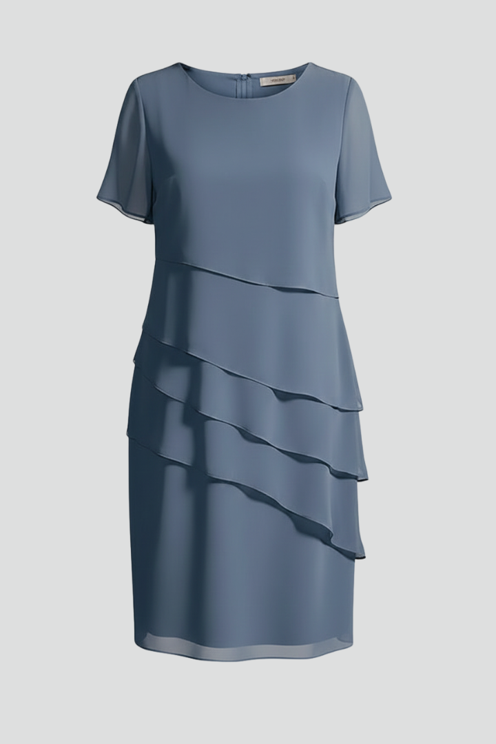 Women's Short-Sleeve Dress with Layered Front