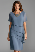 Women's Short-Sleeve Dress with Layered Front