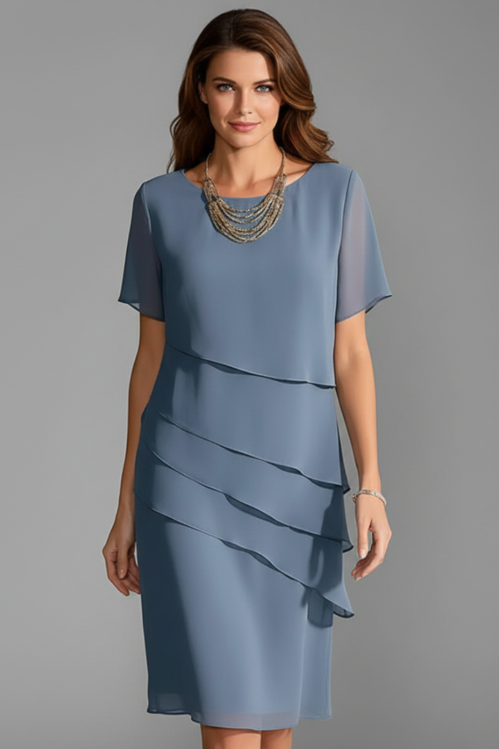 Women's Short-Sleeve Dress with Layered Front